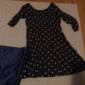 Quarter length sleeve dress with a small polkadots